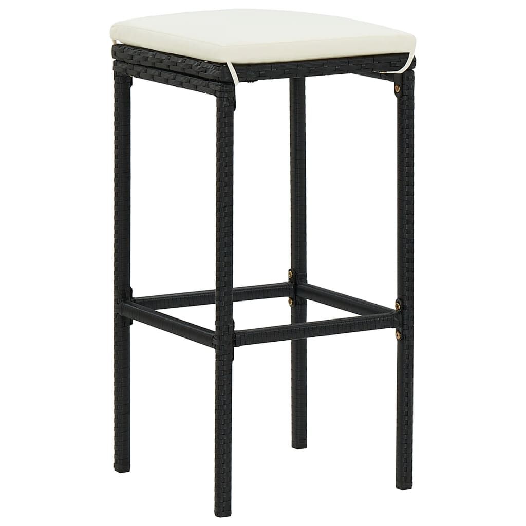 vidaXL 3 Piece Garden Bar Set Black Solid Wood Acacia and Poly Rattan