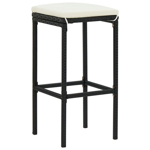 vidaXL 3 Piece Garden Bar Set Black Solid Wood Acacia and Poly Rattan
