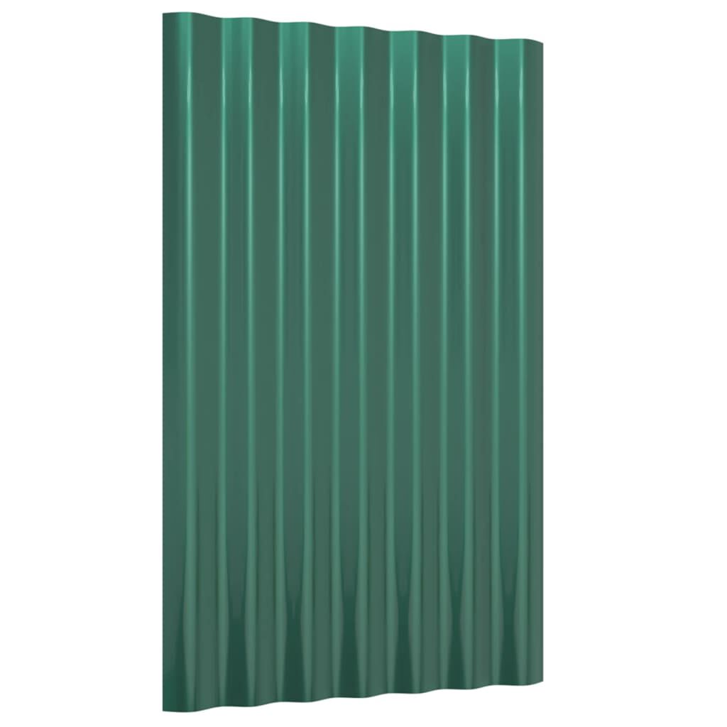 vidaXL Roof Panels 36 pcs Powder-coated Steel Green 60x36 cm