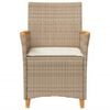 vidaXL Garden Chairs with Cushions 2 pcs Beige Poly Rattan&Solid Wood