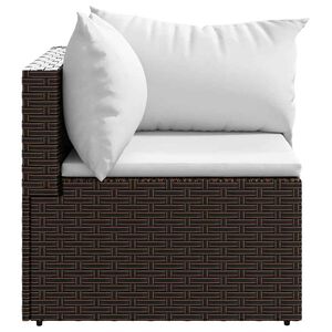 vidaXL Garden Corner Sofa with Cushions Brown Poly Rattan