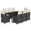 vidaXL 9 Piece Garden Dining Set with Cushions Black Poly Rattan