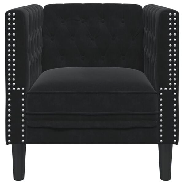 vidaXL Chesterfield Sofa Chair Black Velvet