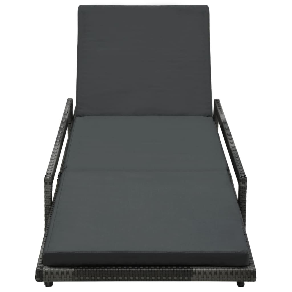 vidaXL Sun Lounger with Cushion Poly Rattan Grey