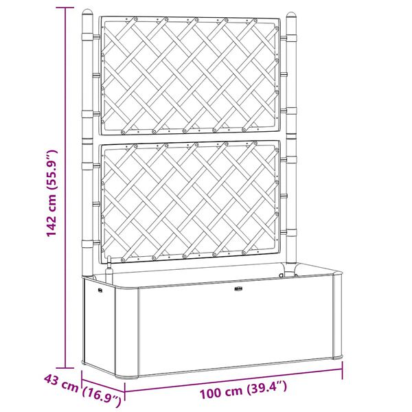 vidaXL Garden Raised Bed with Trellis and Self Watering System Anthracite