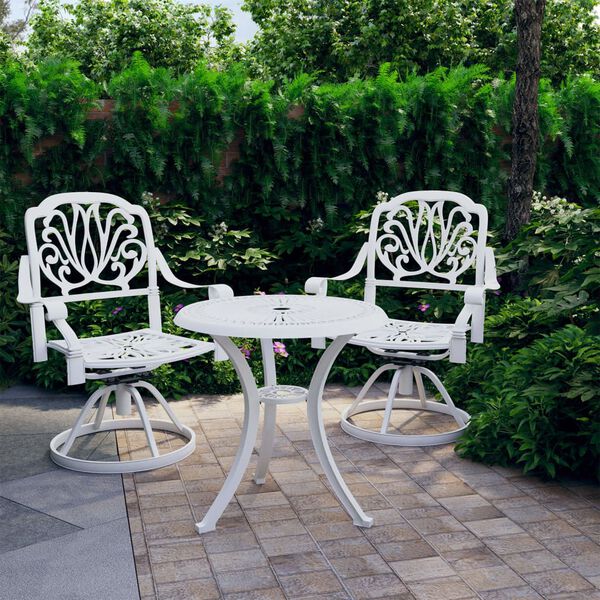 vidaXL 3 Piece Bistro Set Cast Aluminium White