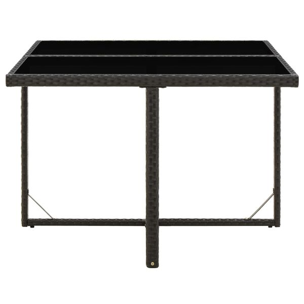 vidaXL Garden Table Black 109x107x74 cm Poly Rattan and Glass