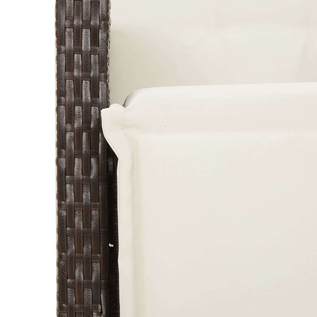 vidaXL 5 Piece Garden Dining Set with Cushions Brown Poly Rattan