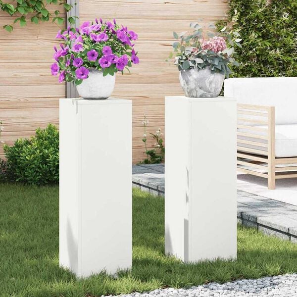 vidaXL Plant Stands 2 pcs White 24 x 24 x 75 cm Steel