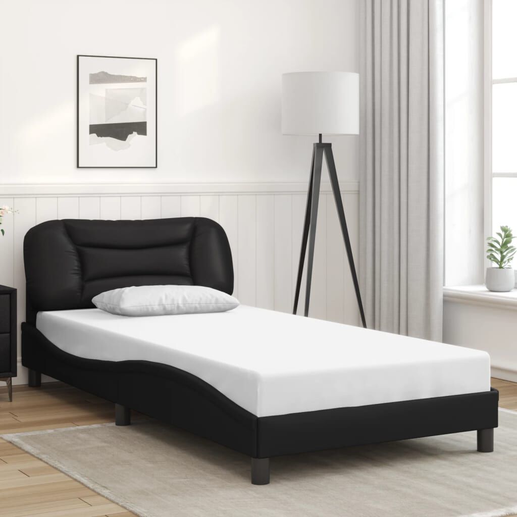 vidaXL Bed Frame without Mattress Black 100x190 cm Faux Leather