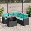 vidaXL 6 Piece Garden Sofa Set with Cushions Black Poly Rattan Acacia