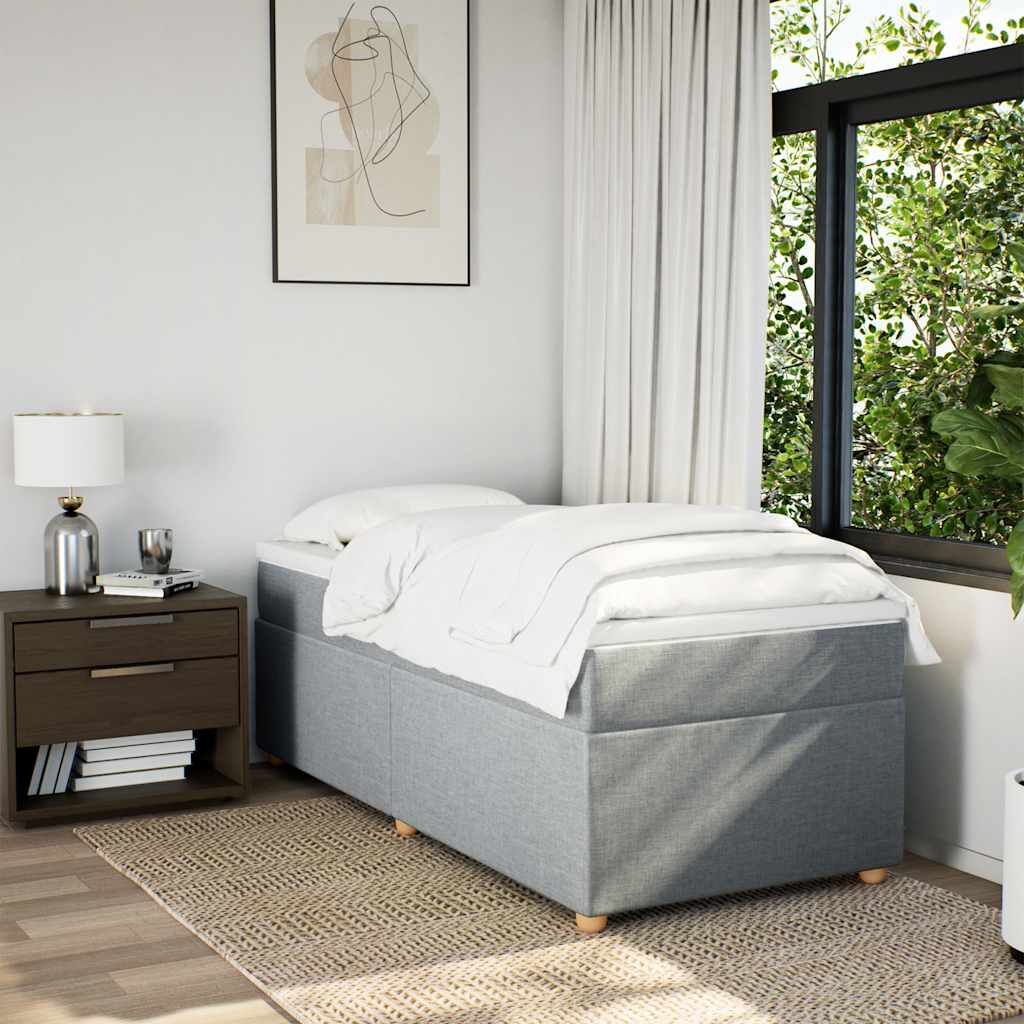 vidaXL Box Spring Bed with Mattress Light Grey Twin XL Fabric
