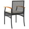 vidaXL Garden Chairs with Cushions 4 pcs Black Poly Rattan Acacia Wood