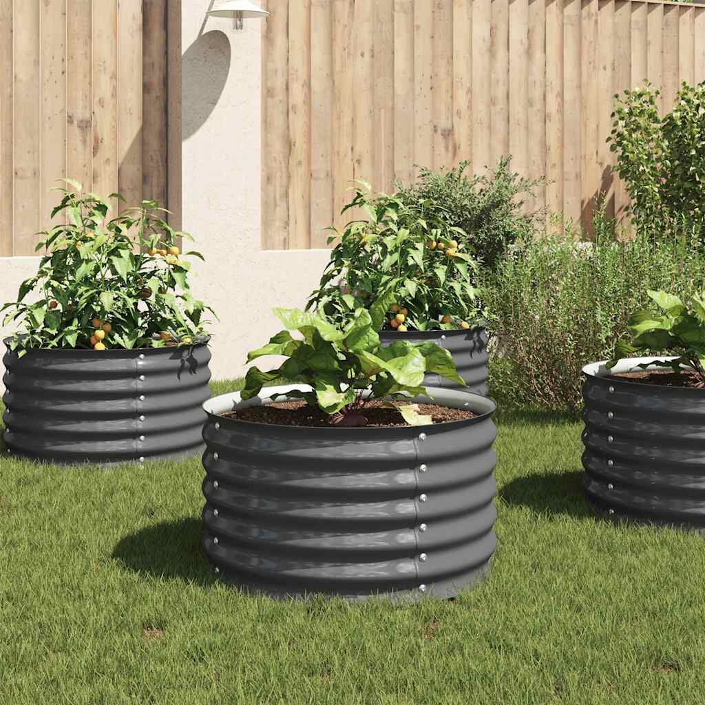 vidaXL Garden Raised Bed 80x80x44 cm Galvanised Steel Grey