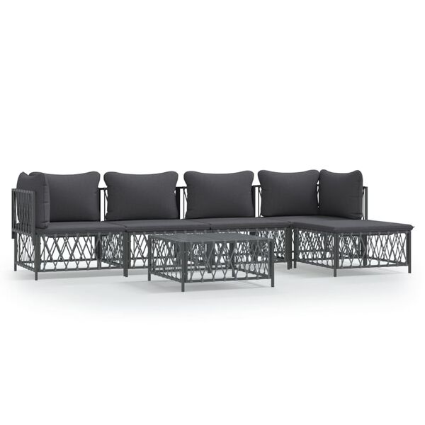 vidaXL 6 Piece Garden Lounge Set with Cushions Anthracite Steel