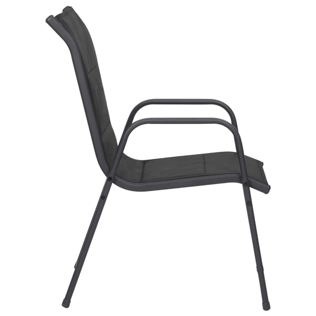 vidaXL 3 Piece Garden Dining Set Black Steel