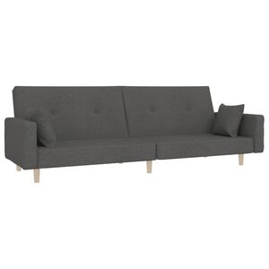 vidaXL 2-Seater Sofa Bed with Two Pillows Dark Grey Fabric