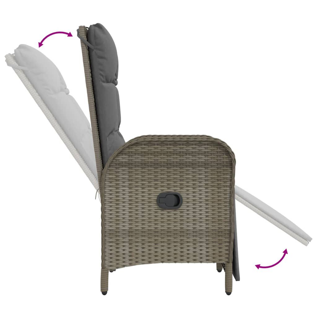 vidaXL 4 Piece Garden Dining Set with Cushions Grey Poly Rattan