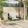 vidaXL Swing Bench with Cushions Black 63x62x40 cm Poly Rattan