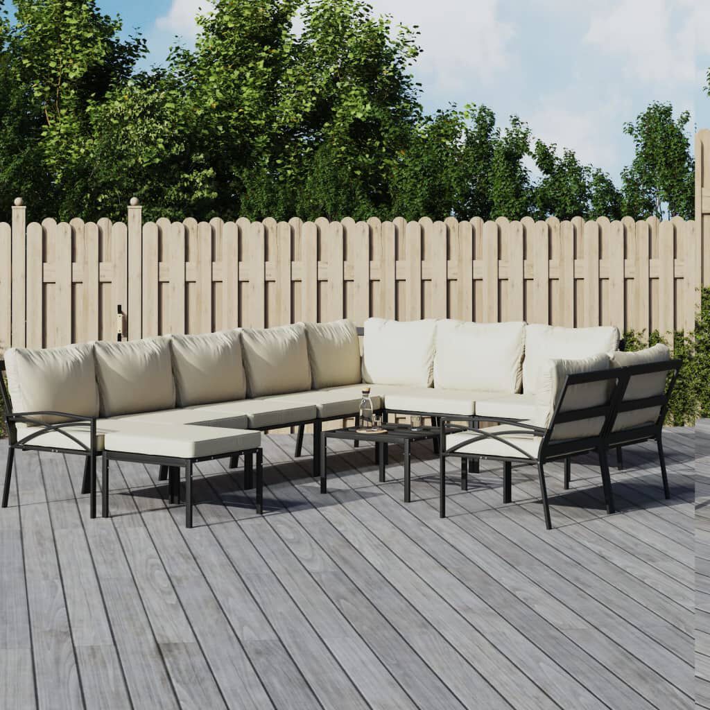 vidaXL 11 Piece Garden Lounge Set with Sand Cushions Steel