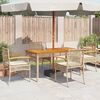 vidaXL Garden Chairs with Cushions 4 pcs Beige Poly Rattan Acacia Wood