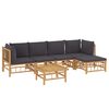 vidaXL 6 Piece Garden Lounge Set with Dark Grey Cushions Bamboo