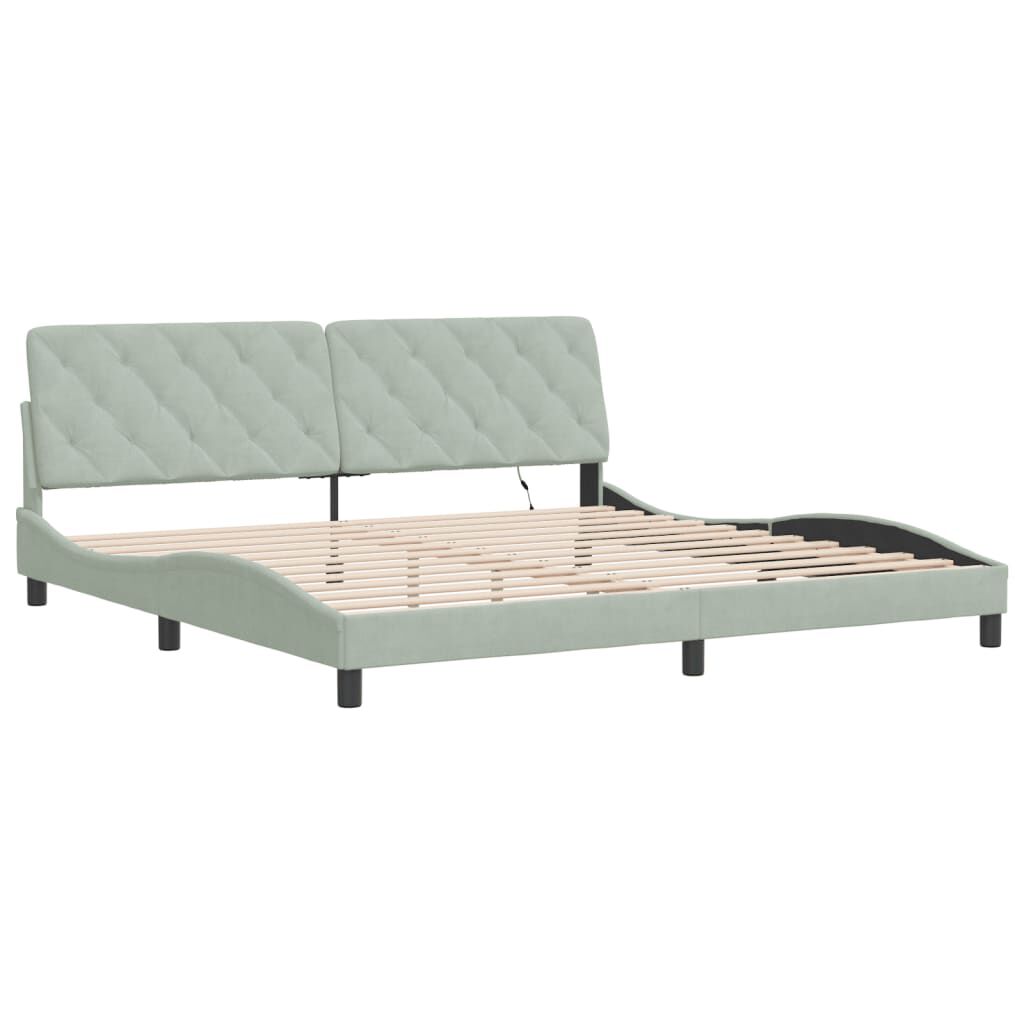 vidaXL Bed Frame with LED without Mattress Light Grey 193x203 cm Velvet