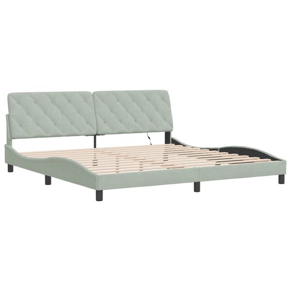 vidaXL Bed Frame with LED without Mattress Light Grey 193x203 cm Velvet