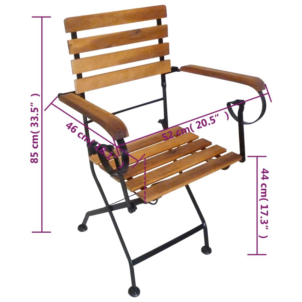 vidaXL Folding Garden Chairs 2 pcs Steel and Solid Acacia Wood