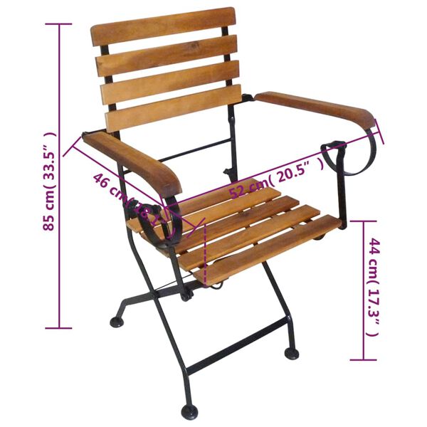 vidaXL Folding Garden Chairs 2 pcs Steel and Solid Acacia Wood