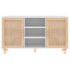 vidaXL Sideboard White 105x30x60 cm Solid Wood Pine and Natural Rattan