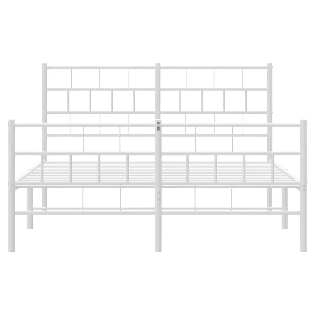 vidaXL Metal Bed Frame without Mattress with Footboard White 150x200cm