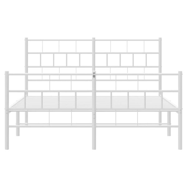 vidaXL Metal Bed Frame without Mattress with Footboard White 150x200cm
