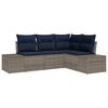 vidaXL Garden Sofa Set with Cushion 4 pcs Grey Poly Rattan