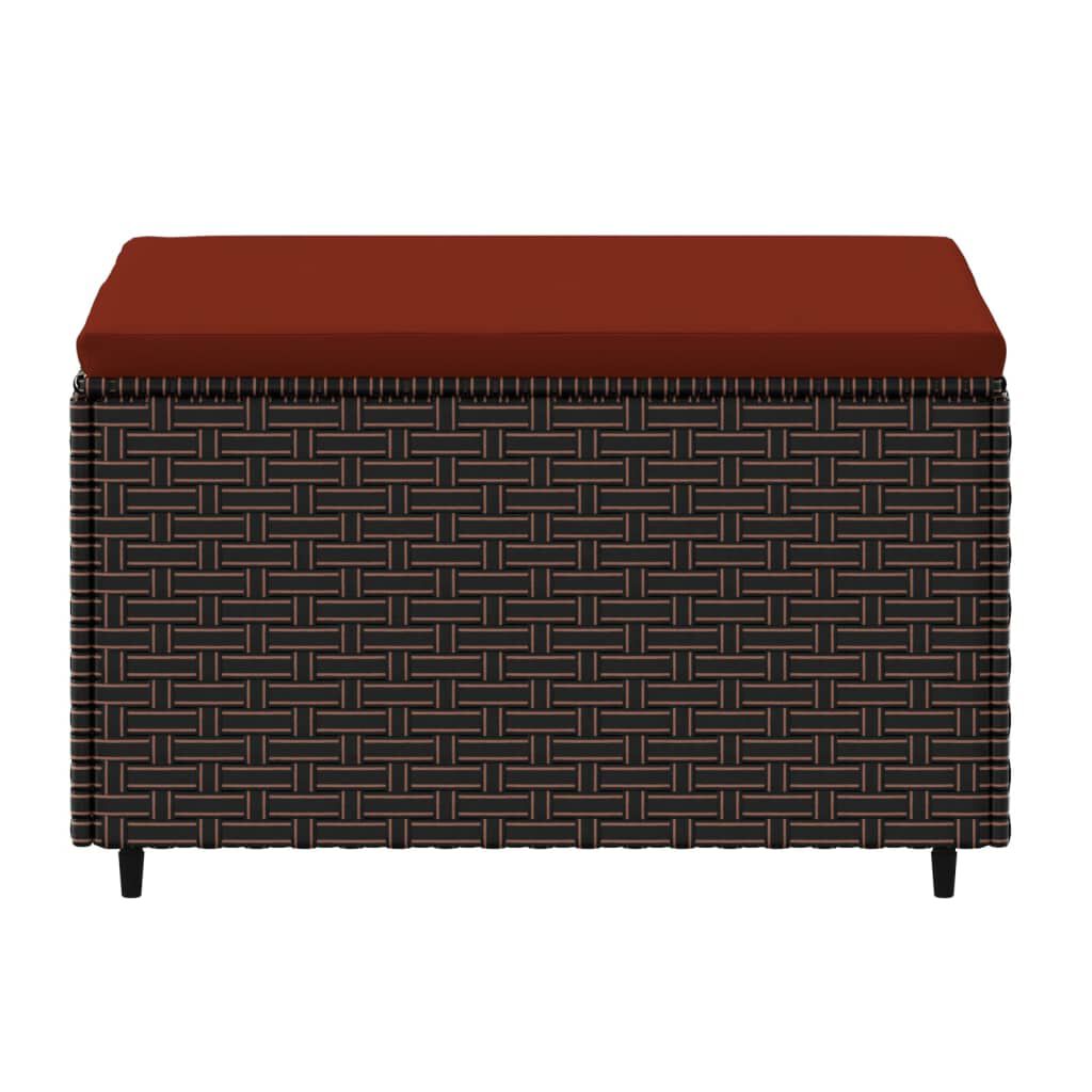 vidaXL Garden Footrest with Cushion Brown Poly Rattan