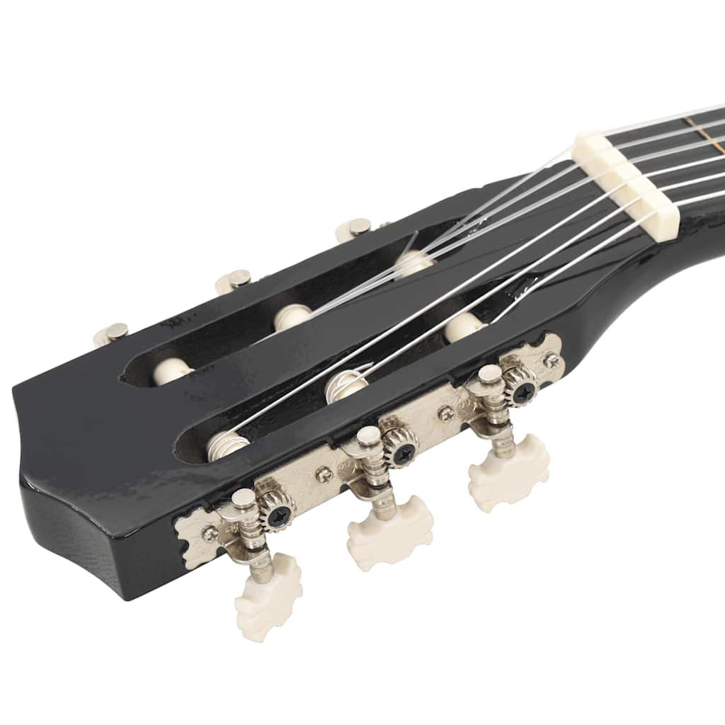 vidaXL 8 Piece Classical Guitar Beginner Set Black 1/2 34"