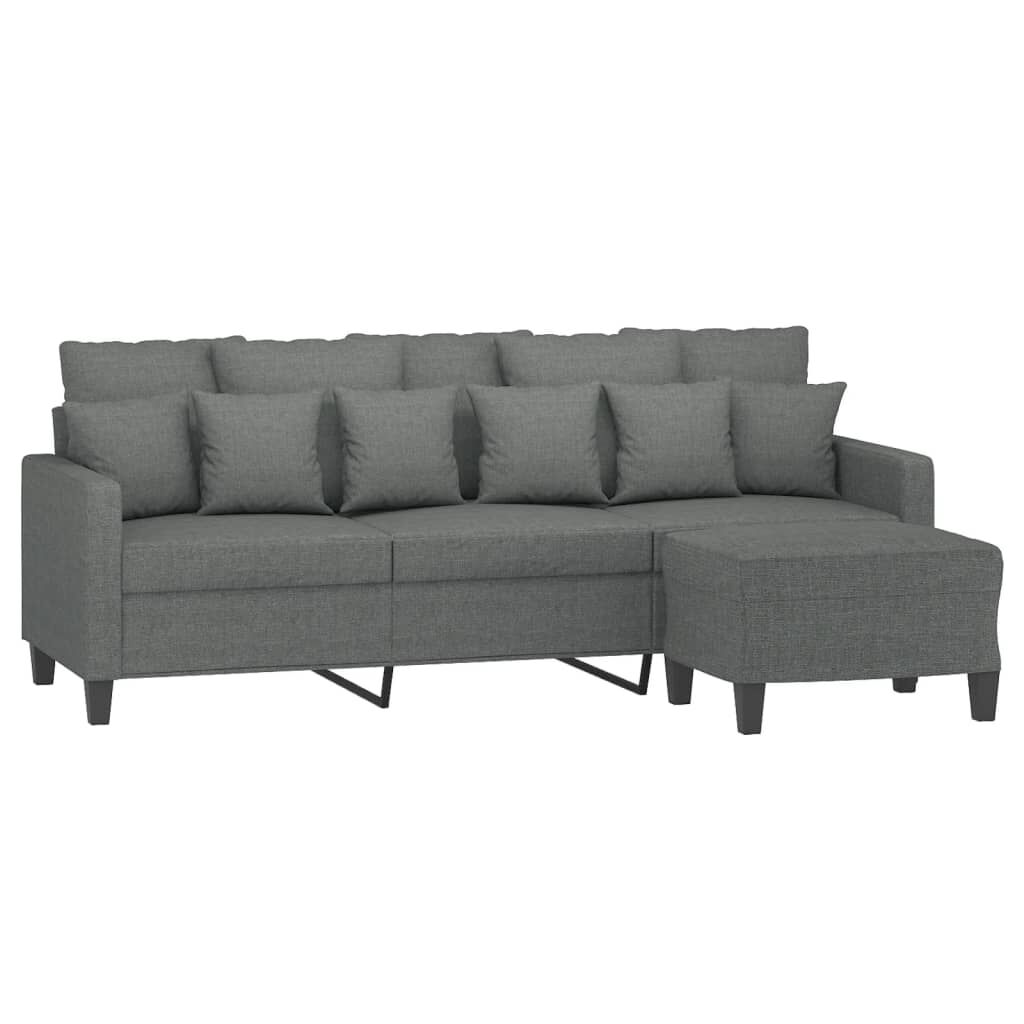 vidaXL 3-Seater Sofa with Footstool Dark Grey 180 cm Fabric