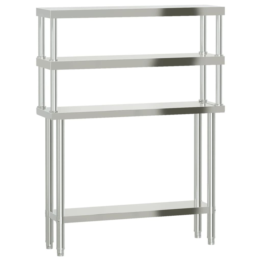 vidaXL Kitchen Work Table with Overshelf 110x30x150 cm Stainless Steel