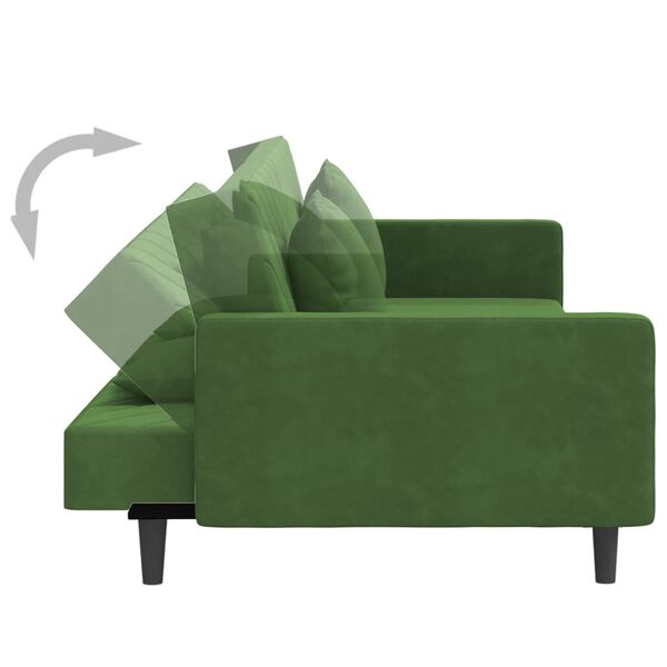 vidaXL 2-Seater Sofa Bed with Two Pillows Dark Green Velvet