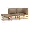 vidaXL 3 Piece Garden Lounge Set with Taupe Cushions Bamboo