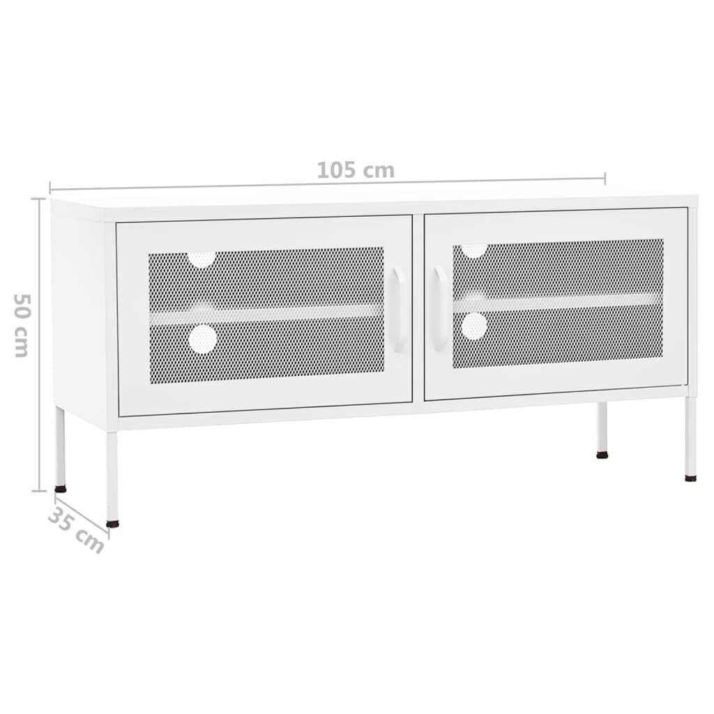 vidaXL TV Cabinet White 105x35x50 cm Steel