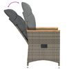 vidaXL Reclining Garden Chair with Cushions Grey Poly Rattan