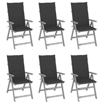 vidaXL Garden Reclining Chairs 6 pcs with Cushions Solid Acacia Wood