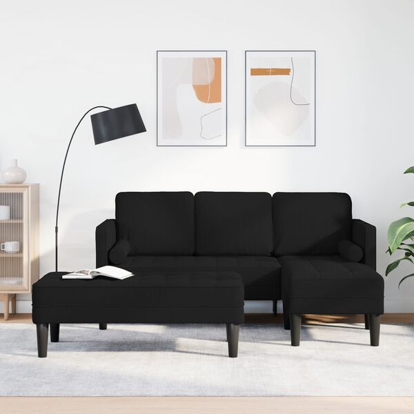 vidaXL 2 Piece Sofa Set with Cushions Black Fabric