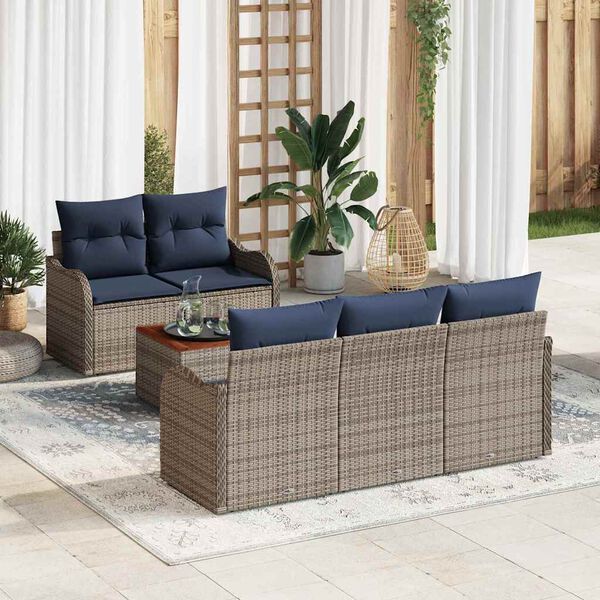 vidaXL Garden Sofa Set 6 pcs Grey Poly rattan