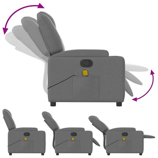 vidaXL Massage Recliner Chair Dark Grey Fabric
