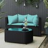 vidaXL 3 Piece Garden Lounge Set with Cushions Black Poly Rattan