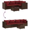 vidaXL 5 Piece Garden Lounge Set with Cushions Brown Poly Rattan