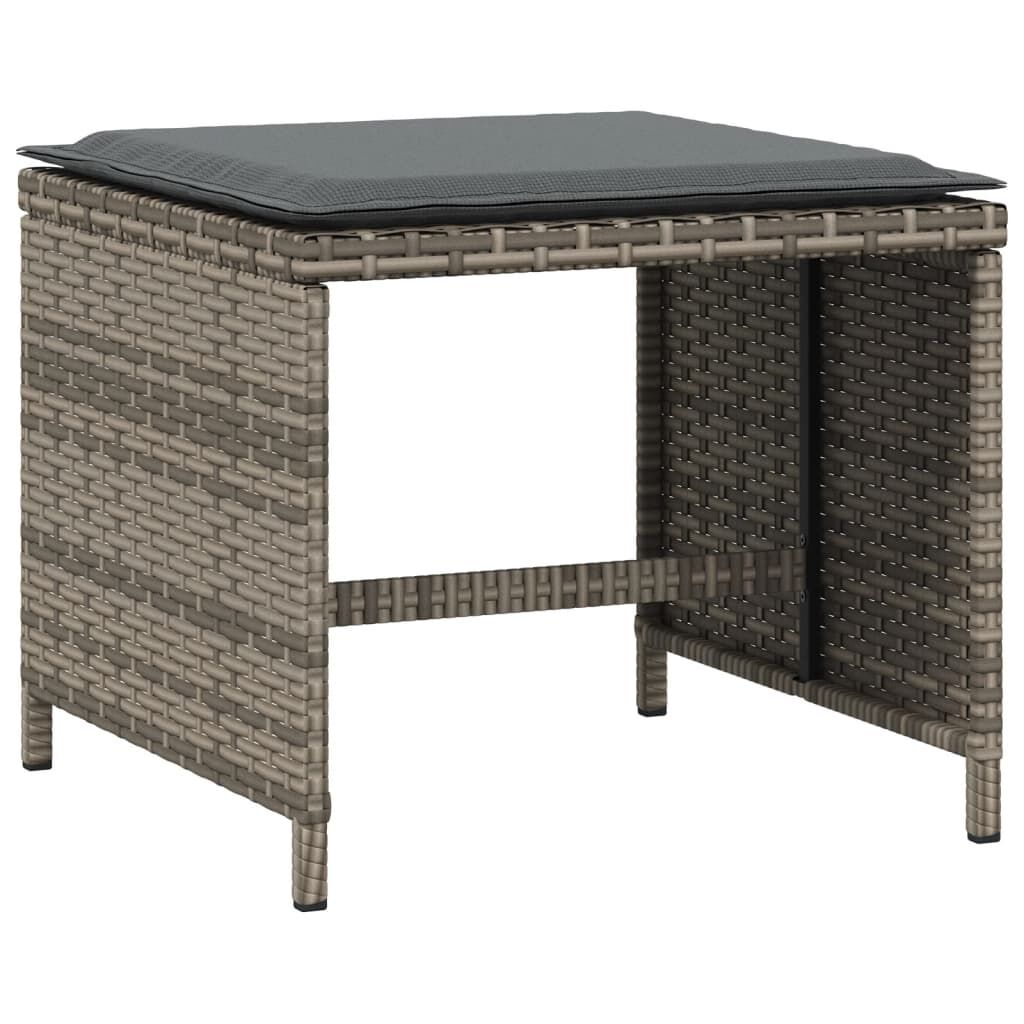 vidaXL Garden Stools with Cushions 4 pcs Grey 40x40x35 cm Poly Rattan