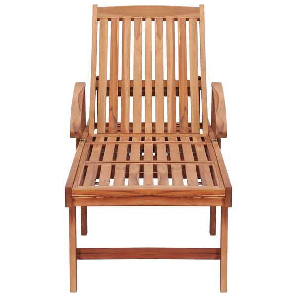 vidaXL Sun Loungers 2 pcs with Beige Cushion Solid Teak Wood